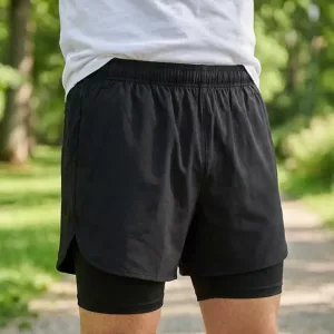 double layer shorts, double layer running shorts, running shorts 2 in 1 mens