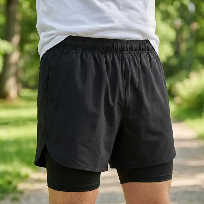 double layer shorts, double layer running shorts, running shorts 2 in 1 mens