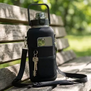 water bottle with carrier, drink bottle with straw, large water bottle with straw