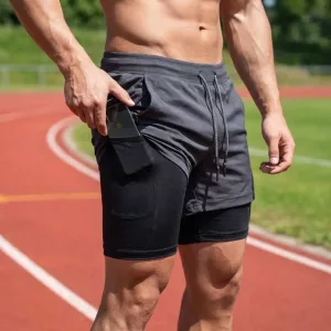 Pantaloncini da corsa doppi strato 2-in-1 da uomo