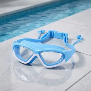 Occhialini da nuoto antiappannamento per bambini con tappi per le orecchie