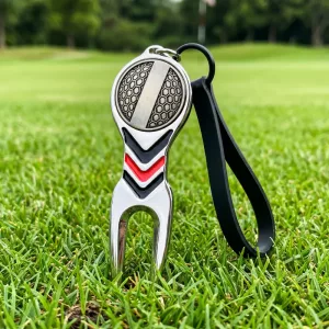 golf divot repair tool, golf divot tool, golf ball marker, aluminum divot tool with ball marker
