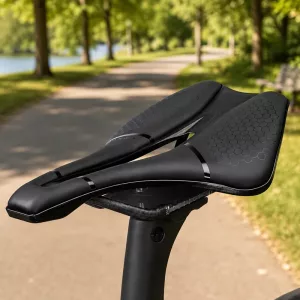 Sella per bicicletta leggera in nylon, traspirante e cava
